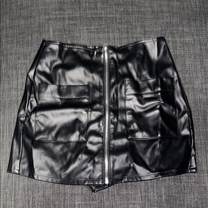 Black Faux Leather Mini Skort
